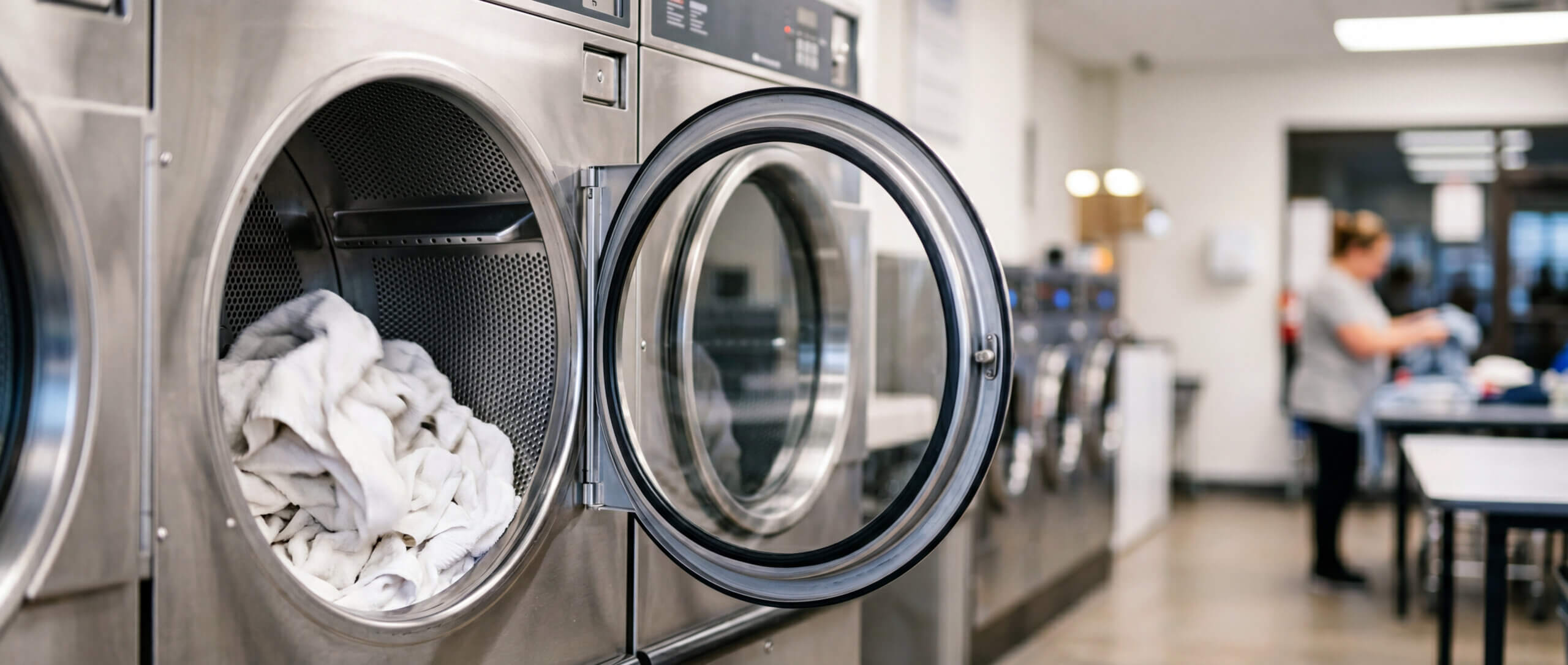 Commercial laundromat washers and dryers