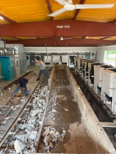 Demolition day at the old Grove Hill laundromat